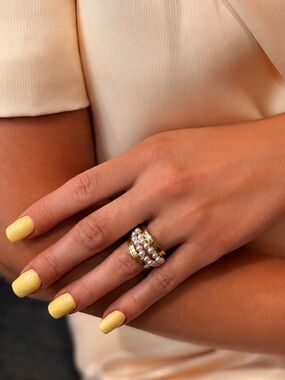 Anthropologie Gold and White Pearl Wrap Ring